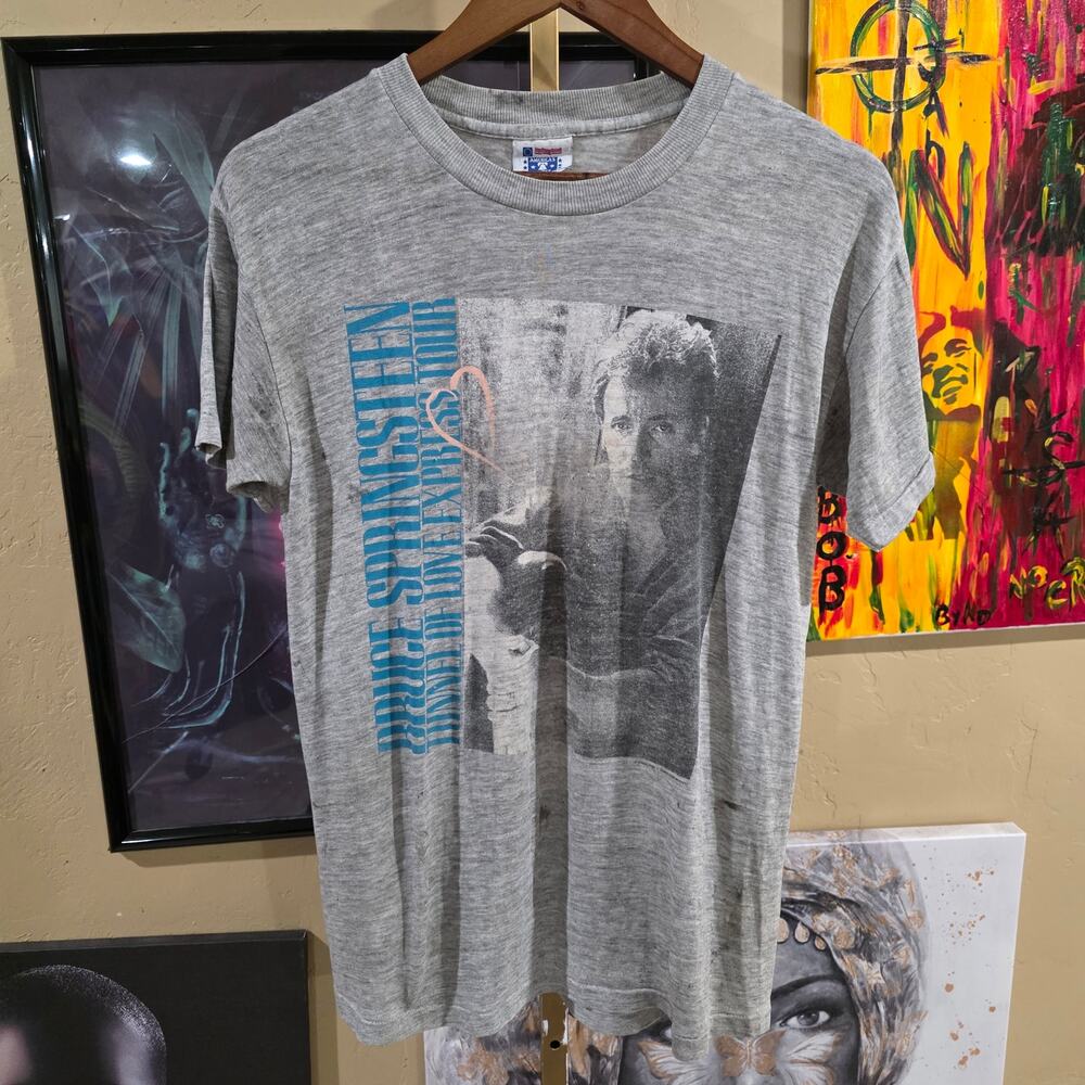 Vintage 84 Bruce Springsteen Ringer Paperthin Thrasher Rock Grunge Band Tee M